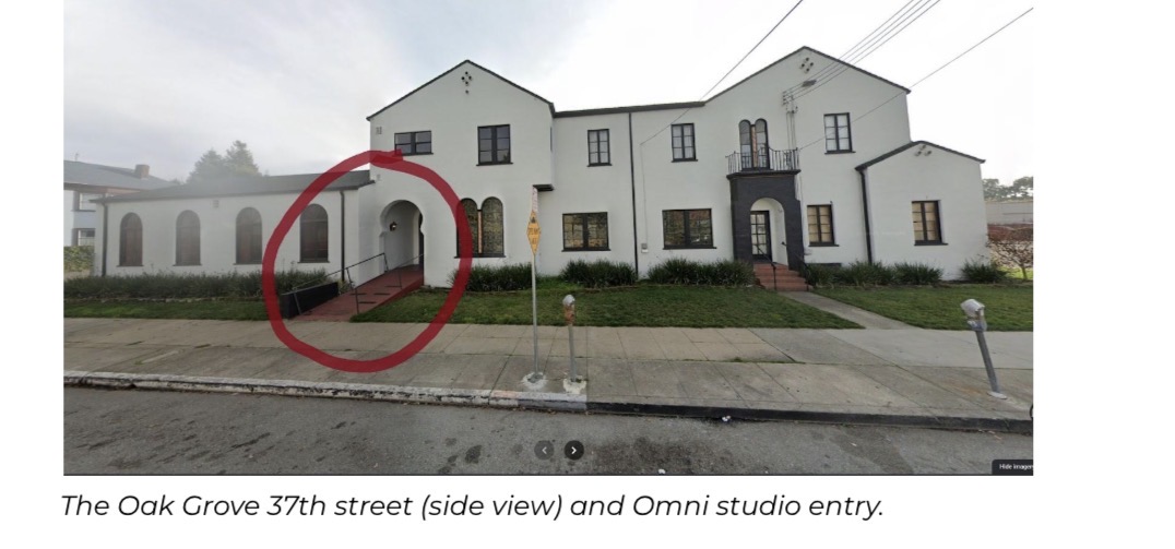 Interior practice room at The Oak Grove with wooden floors, mirrors, and open space for dance.